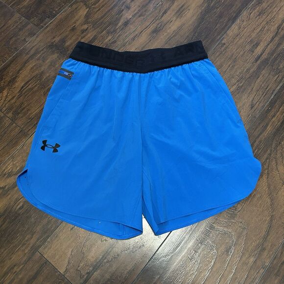 NWT Under Armour Peak Woven Shorts Mens Small Blue Running Training Gym - Picture 1 of 8